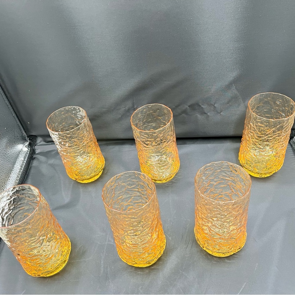 Vintage Anchor Hocking Milano Honey Gold Glasses 12 Oz Set Of 6 - Picture 4 of 12